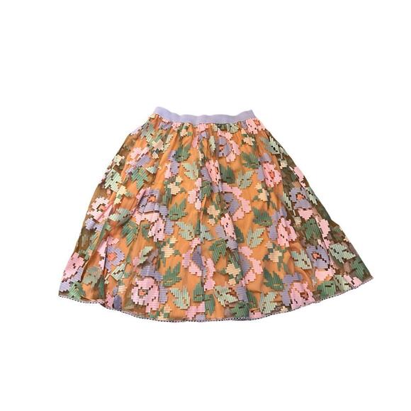 NWT Maeve Anthropologie Pixelated Tulle A-Line Skirt Midi Multicolor Women L NEW - Picture 2 of 5